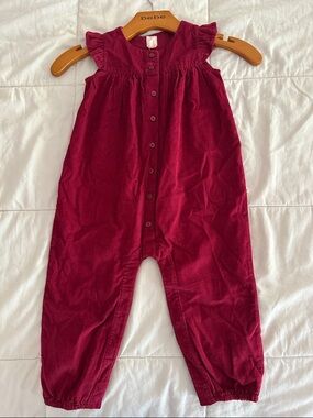 Baby Gap Wine Red Corduroy Button-Front Romper 18-24 months